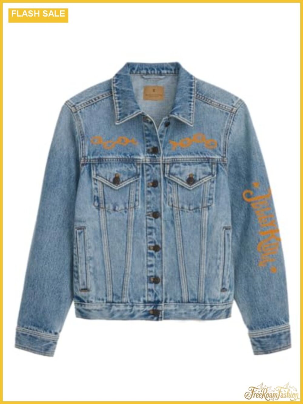 Jelly Roll Concert Denim Jacket with Letter Print Cotton Blend
